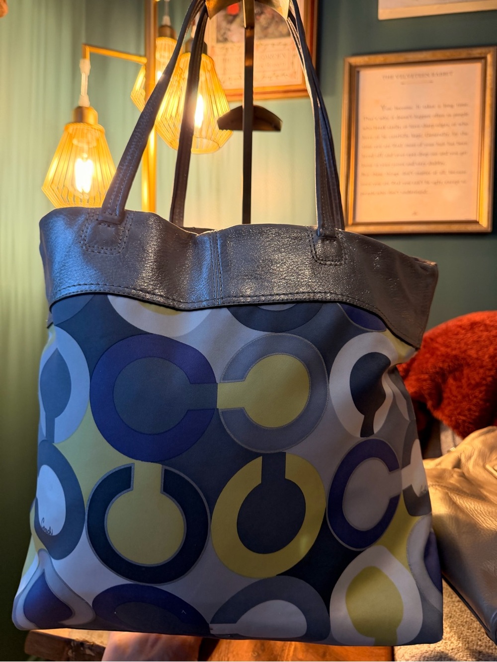Coach Julia Op Art Signature Scarf Print Perry Tote - Picture 2 of 7